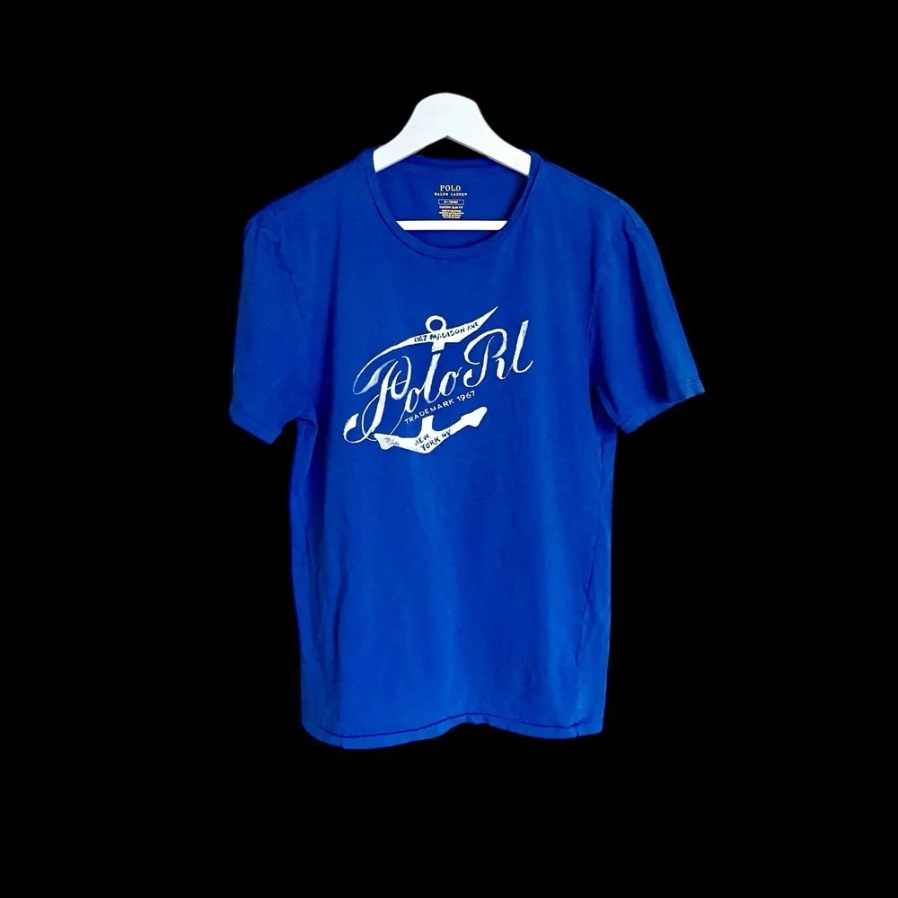 Ralph Lauren Polo Tshirt Sz Medium Electric‎ Blue Anchor Sailing